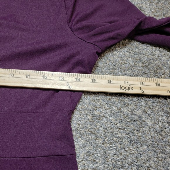 Eddie Bauer Travex Dress Womens Small Petite Purple Plum 3/4 Sleeve High Waist - Picture 7 of 10